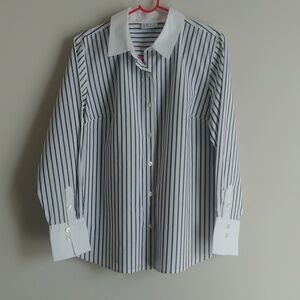Joan Rivers Long Sleeve Stripe Button Front Shirt